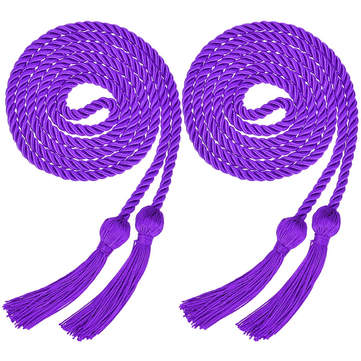 2 Pieces Graduation Cords Polyester Yarn Honor Cord with Tassel for Graduation Students (Purple)